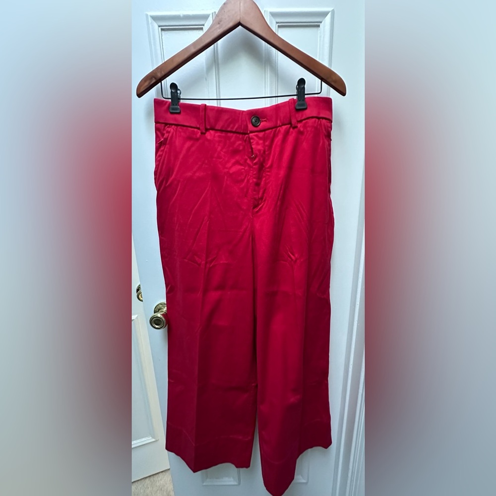 SPANX Bold Red Cropped Wide-Leg Pants